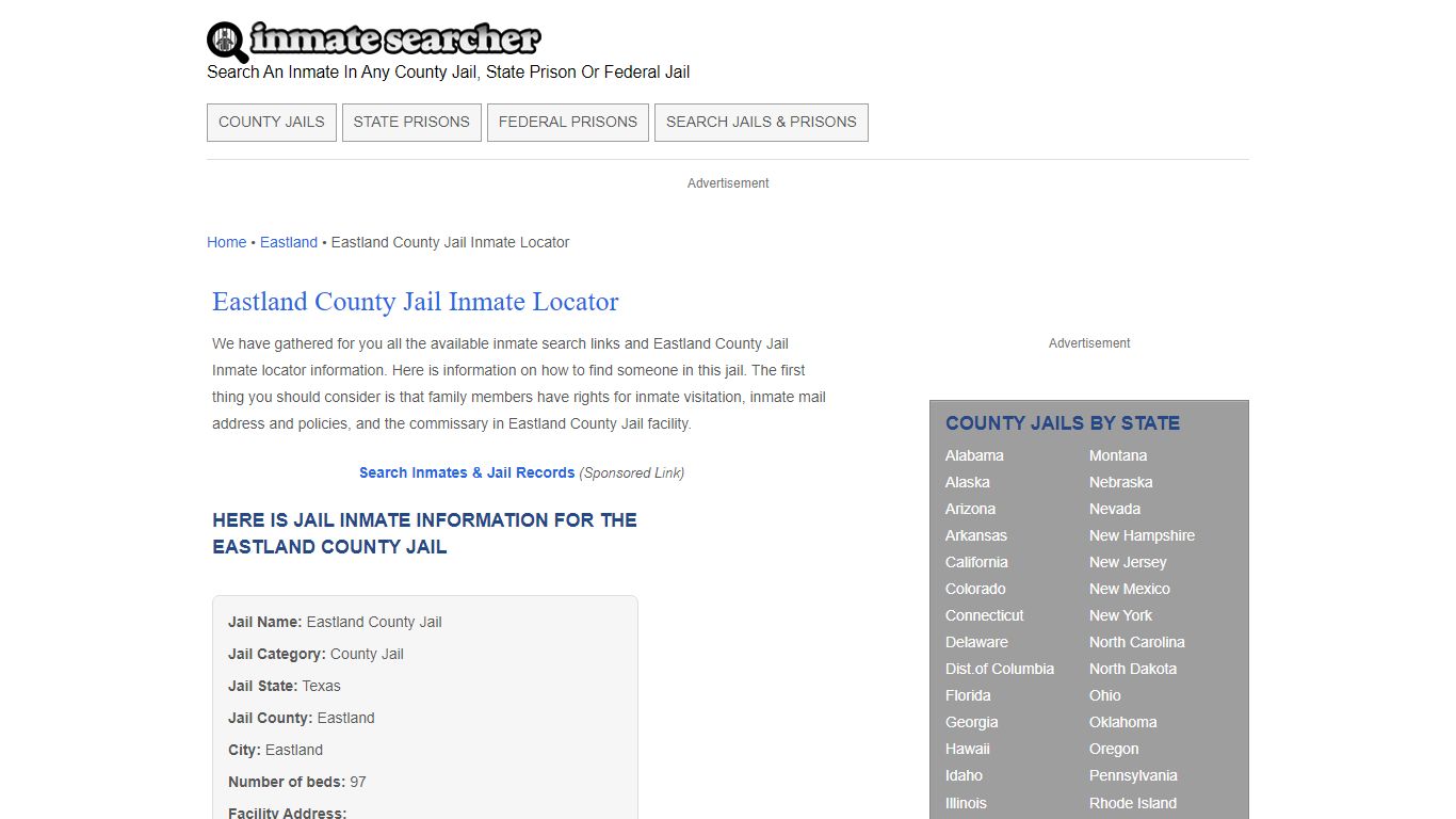 Eastland County Jail Inmate Locator - Inmate Searcher